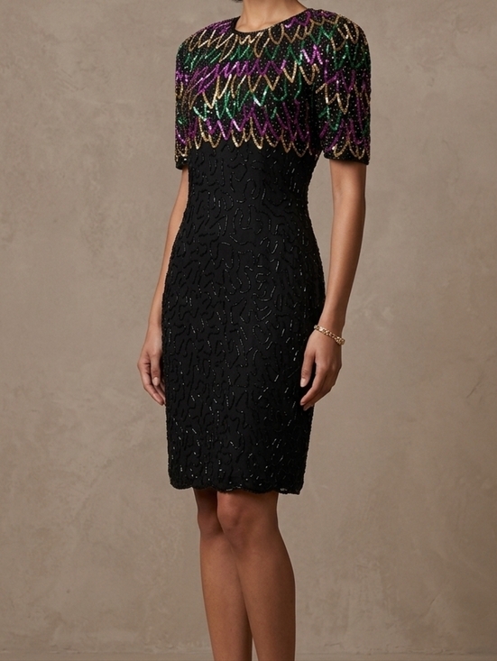 Jenni Dresses & Skirts - Vintage Stenay Beaded Sequined Multi Colored Dress size  M JENNYFER